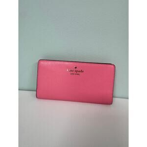 NWOT! Kate Spade Large Slim Bifold Wallet in Bright Pink/ Orange